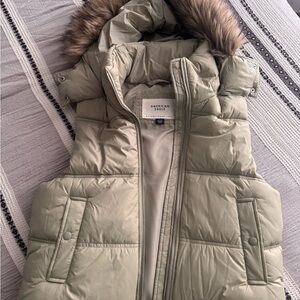 American Eagle Outfitters Women's Puffer Vest with Faux Fur Hood